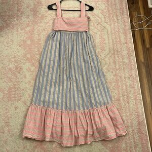 entro maxi two-toned linen preppy dress